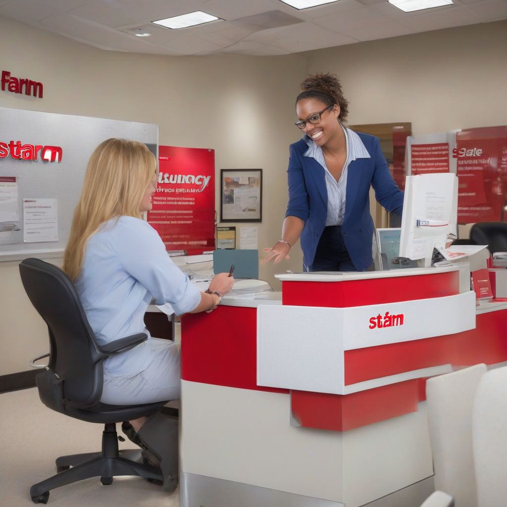 State Farm representative assists customer with filing a claim